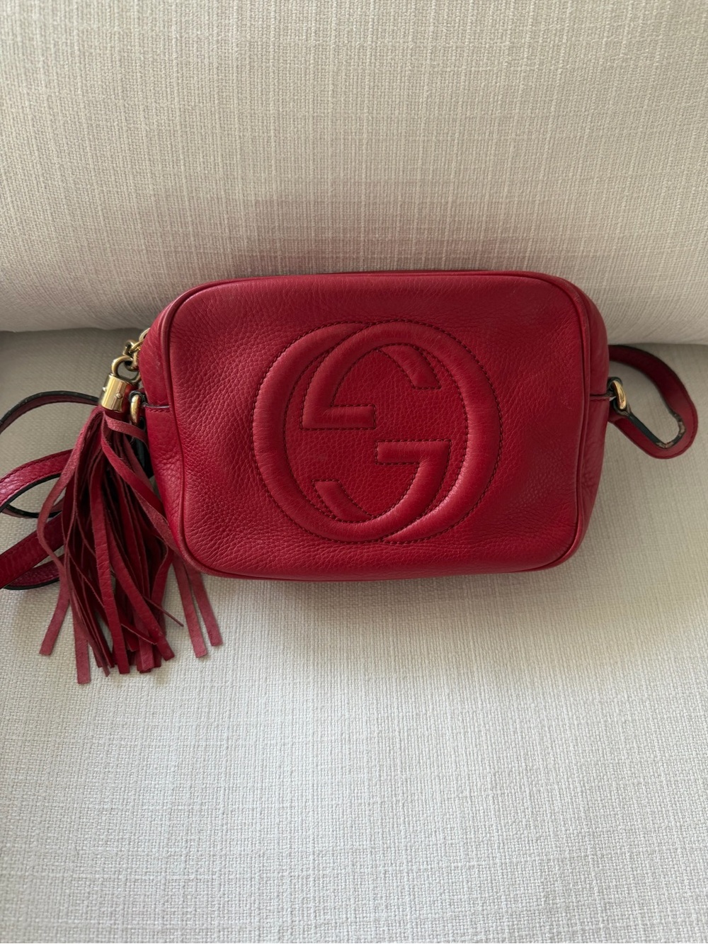 Gucci Red Soho Disco Small Crossbody with Tassel